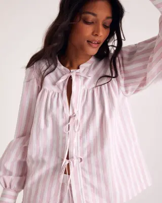 Chemise Josefina rayures rose et blanc