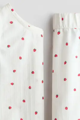 Ensemble 2 pièces en coton à motif - Crème/fraises