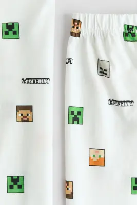 Pyjama imprimé en coton - Blanc/Minecraft