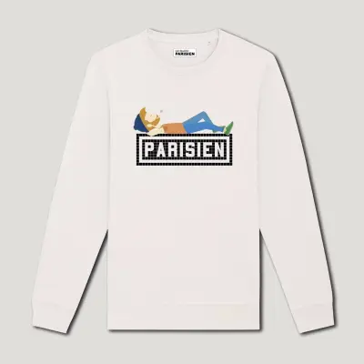 SWEAT-SHIRT COTON BIO IMPRIMÉ - PARISIEN - GRIS