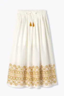 Jupe jupon midi brodée Femme