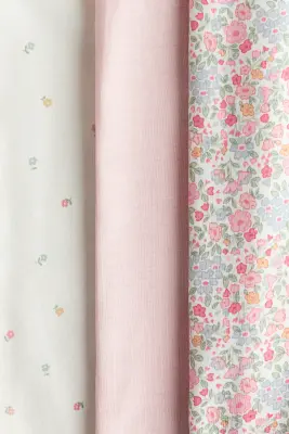 Lot de 3 pyjamas courts en coton - Rose/fleuri