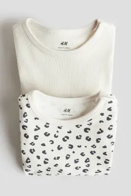 Lot de 2 bodies - Beige clair/imprimé léopard