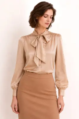 Lena Silk Bow Blouse