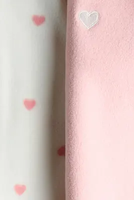 Lot de 2 pyjamas zippés en polaire - Rose clair/cœurs