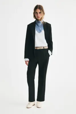 Blazer à fermeture droite en twill - Noir