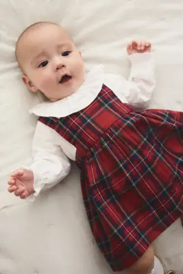Ensemble 2 pièces avec robe et body - Rouge/carreaux