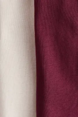 Lot de 2 bodies à volants ruchés en coton - Rouge foncé/taupe clair