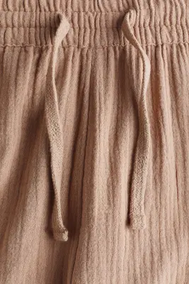Pantalon jogger en mousseline de coton - Marron clair