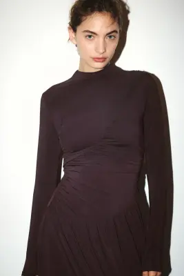 Draped jersey dress - Marron foncé