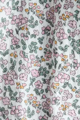 Blouse en mousseline de coton - Blanc/fleuri