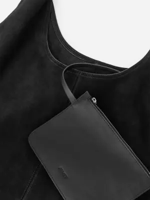 Sac souple en cuir suédé - Noir