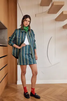 Veste Cassiopee imprimé bouquet bleu