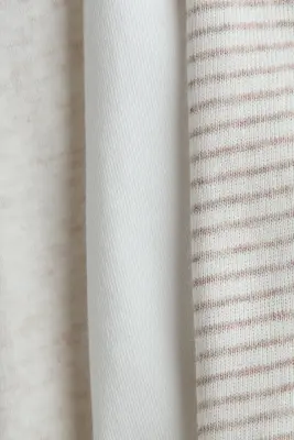 Lot de 3 pantalons à ceinture repliable - Beige clair chiné/écru