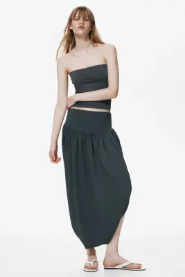 Jupe tulipe avec base à effet boule - Gris foncé