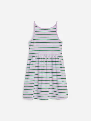 Robe à bretelles en jersey - Lilas/Rayures