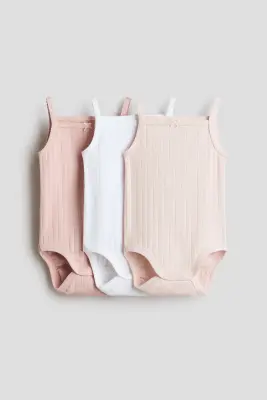 Lot de 3 bodies sans manches - Rose ancien clair/beige
