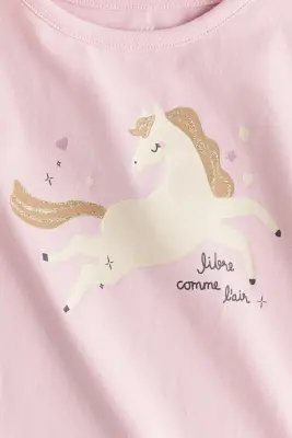 Top en jersey imprimé - Rose clair/cheval