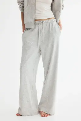 Pantalon jogger à jambes droites - Gris clair chiné
