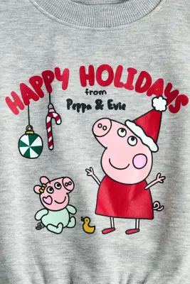 Sweat avec motif imprimé - Gris clair chiné/Peppa Pig