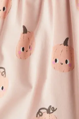 Robe imprimée en coton - Pêche/citrouilles