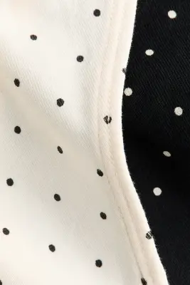 Lot de 5 culottes Thong en coton - Noir/pois crème