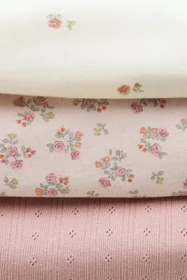 Lot de 3 bodies croisés - Rose ancien clair/fleuri