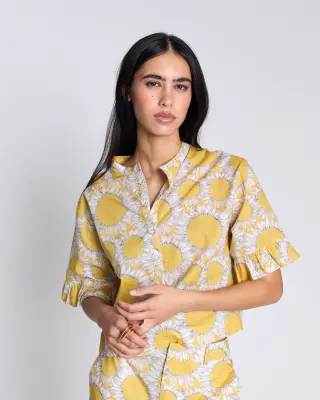 Blouse Constantine imprimé Liberty tournesols jaune