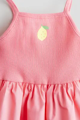 Robe avec détail imprimé - Rose/citron