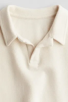 Polo en piqué de coton - Crème