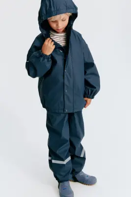 Veste de pluie doublée polaire - Bleu foncé