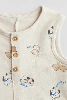 Combinaison en coton - Beige clair/chiens