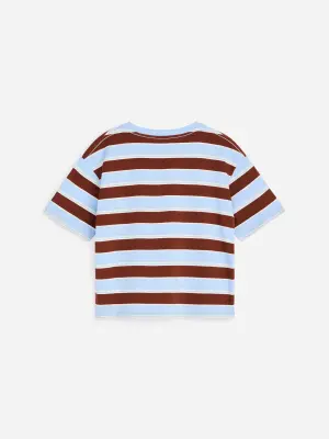T-shirt oversize - Bleu/Marron