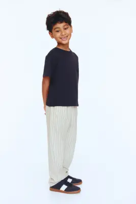 Lot de 2 pantalons en lin mélangé - Beige clair/rayé