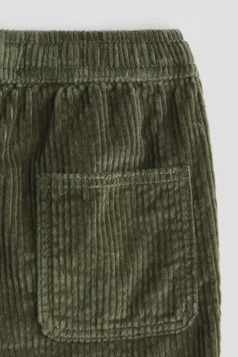 Pantalon jogger en velours de coton côtelé - Vert kaki