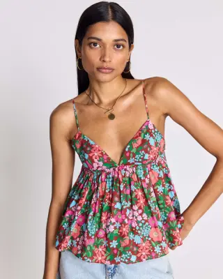 Top Calia imprimé Liberty rose et bordeaux