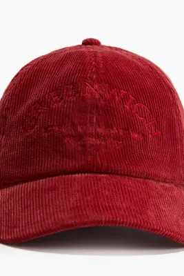 Casquette en velours côtelé - Rouge/Greenwich