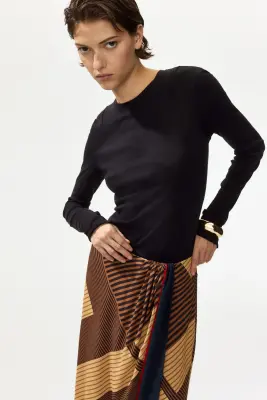 Jupe portefeuille en viscose - Marron/motif