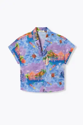 Chemise motif paysage Femme