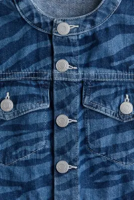Veste carrée en denim - Bleu denim/motif zébré