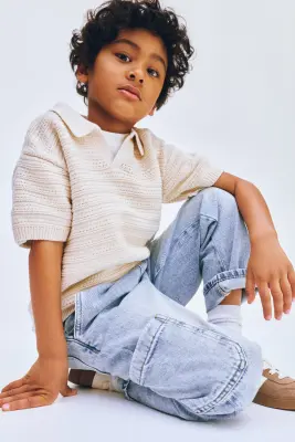 Denim cargo joggers - Bleu denim pâle