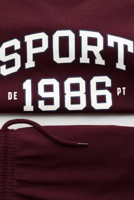 Ensemble 2 pièces en molleton imprimé - Rouge foncé/Sport
