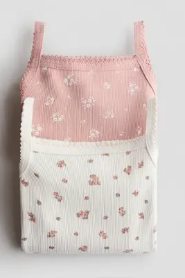 Lot de 2 bodies en coton côtelé - Rose ancien clair/fleuri