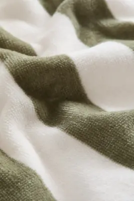 Cape de bain rayée en coton - Vert/rayures blanches