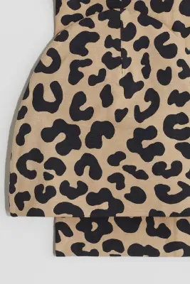 Ensemble 2 pièces bonnet et snood - Beige/imprimé léopard