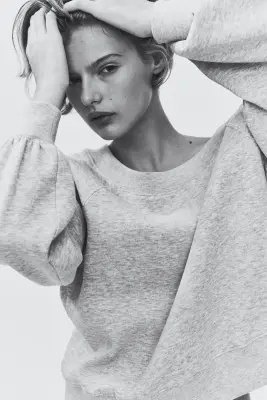 Sweat épaules nues - Gris clair chiné