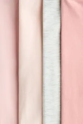 Lot de 4 leggings en jersey de coton - Rose/rose clair
