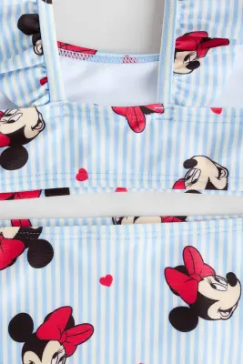 Maillot deux pièces imprimé avec volants - Bleu clair/Minnie