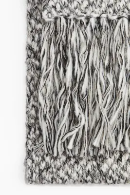 Écharpe en maille épaisse - Blanc/noir chiné