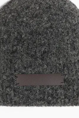 Bonnet en maille côtelée - Gris foncé